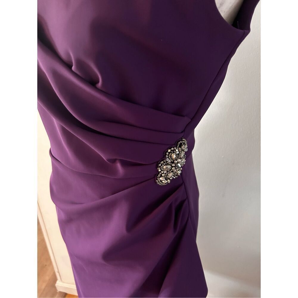 Alex evenings purple plum color dress wedding guest fancy bridesmaid size 6 - Picture 2 of 5